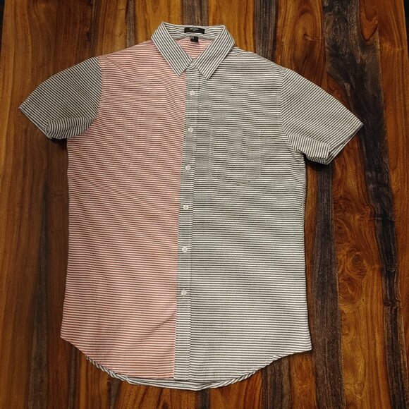 NUTEXROL Men's Red & Black Striped Shirt - S/M - Picture 1 of 3